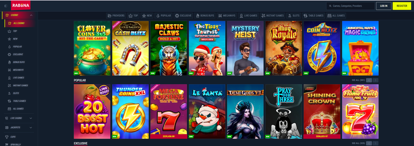 Rabona Casino homepage