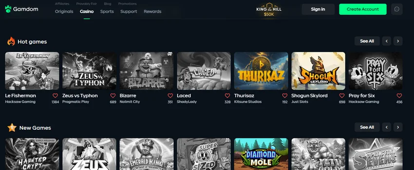 Gamdom Casino homepage