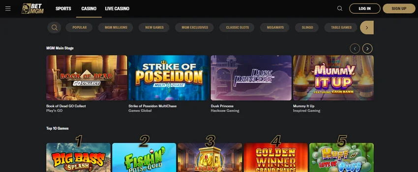 BetMGM Casino homepage