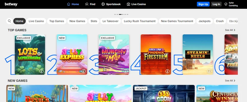 Betway Casino homepage