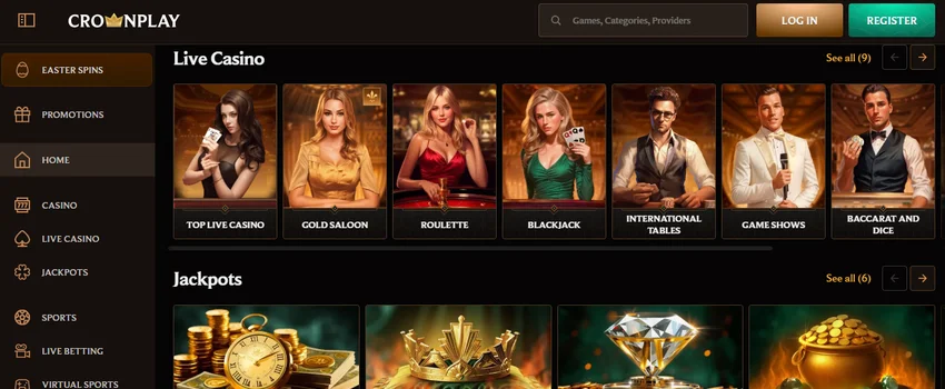 CrownPlay Casino homepage