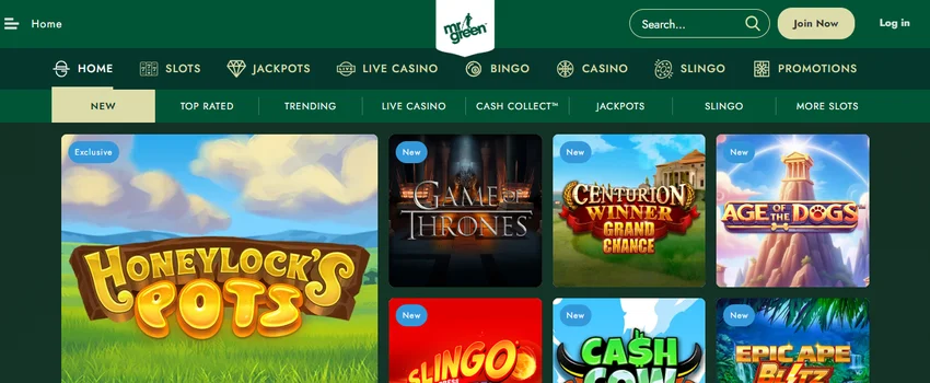 Mr Green Casino homepage