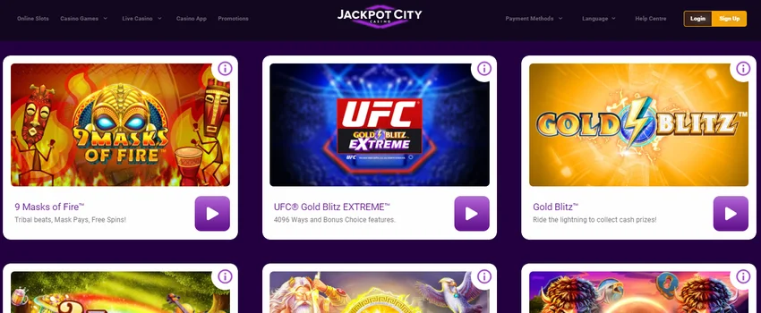 Jackpot City Casino homepage