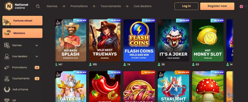 National Casino homepage